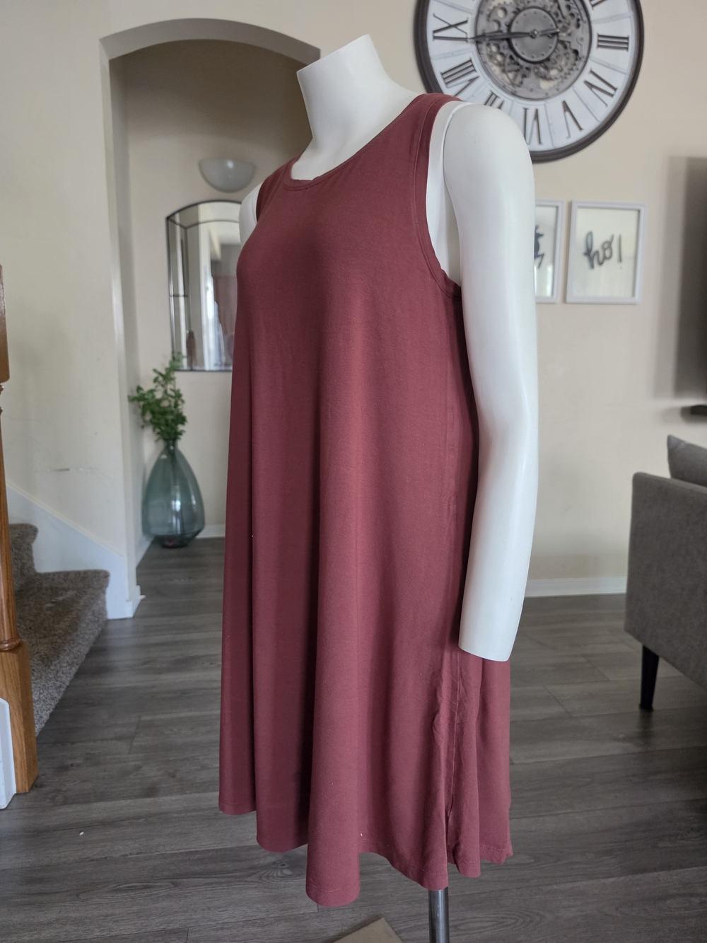 Sleeveless Swing Tank Dress in Mauve Rose